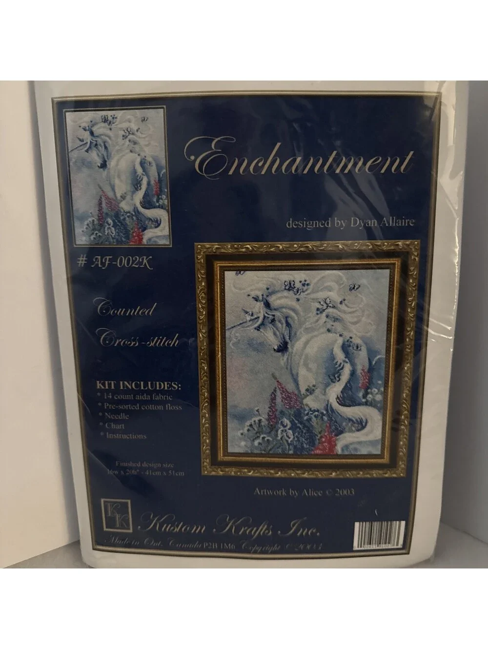 Kustom Krafts Unicorn & Floral “Enchantment” Counted Cross Stitch Kit New 16x20